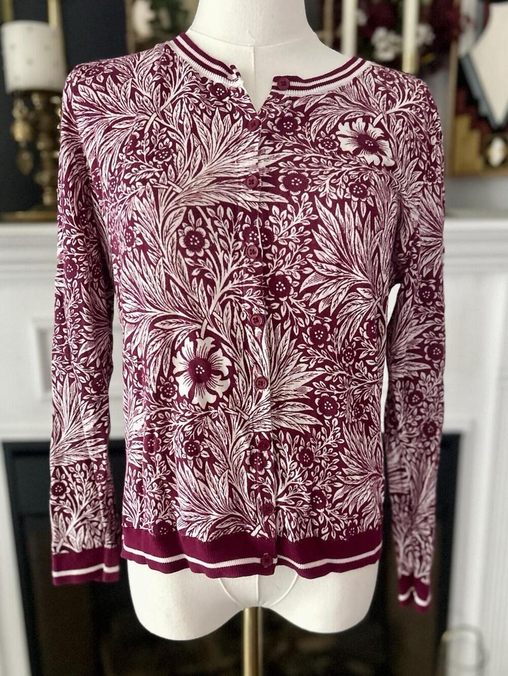 Talbots Lightweight Charming Cardigan - Leafy Vines - Large Petite Women’s